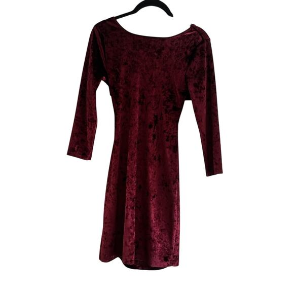 🍷Unedited dark red burgundy, body con long sleeve mini dress size small - Picture 1 of 4